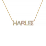 14k Tri Color Block Letter Necklace
