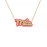 Enamel Outline Pave Necklace