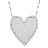 14k Diamond Boarder  Heart Engrave Necklace