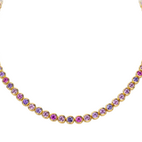 Pink Sapphire Bezel Set Tennis Necklace