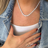 Three Prong Graduating Tennis Necklace
