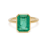14k Bezel Green Emerald Ring- In Stock
