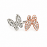 14K Pave Double Butterfly Ring