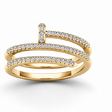 14K Thin Double Pave Nailed Ring- in stock
