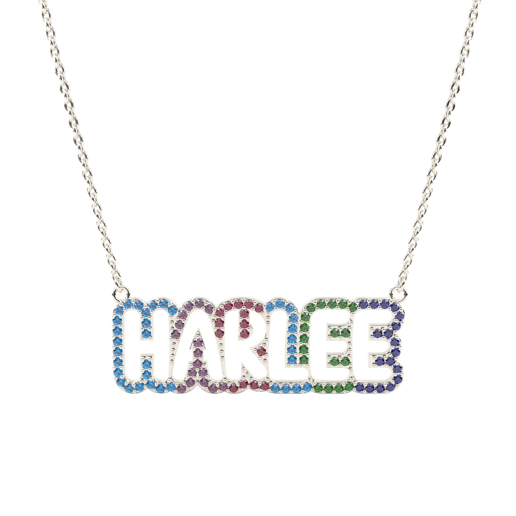 Colored Bubble Cutout Name Nacklace