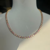 Pink Sapphire Bezel Set Tennis Necklace