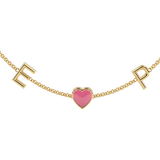 14k Diamond Solid Initial And Enamel Heart Necklace