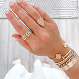 14k Personalized Skinny Charm Ring ™