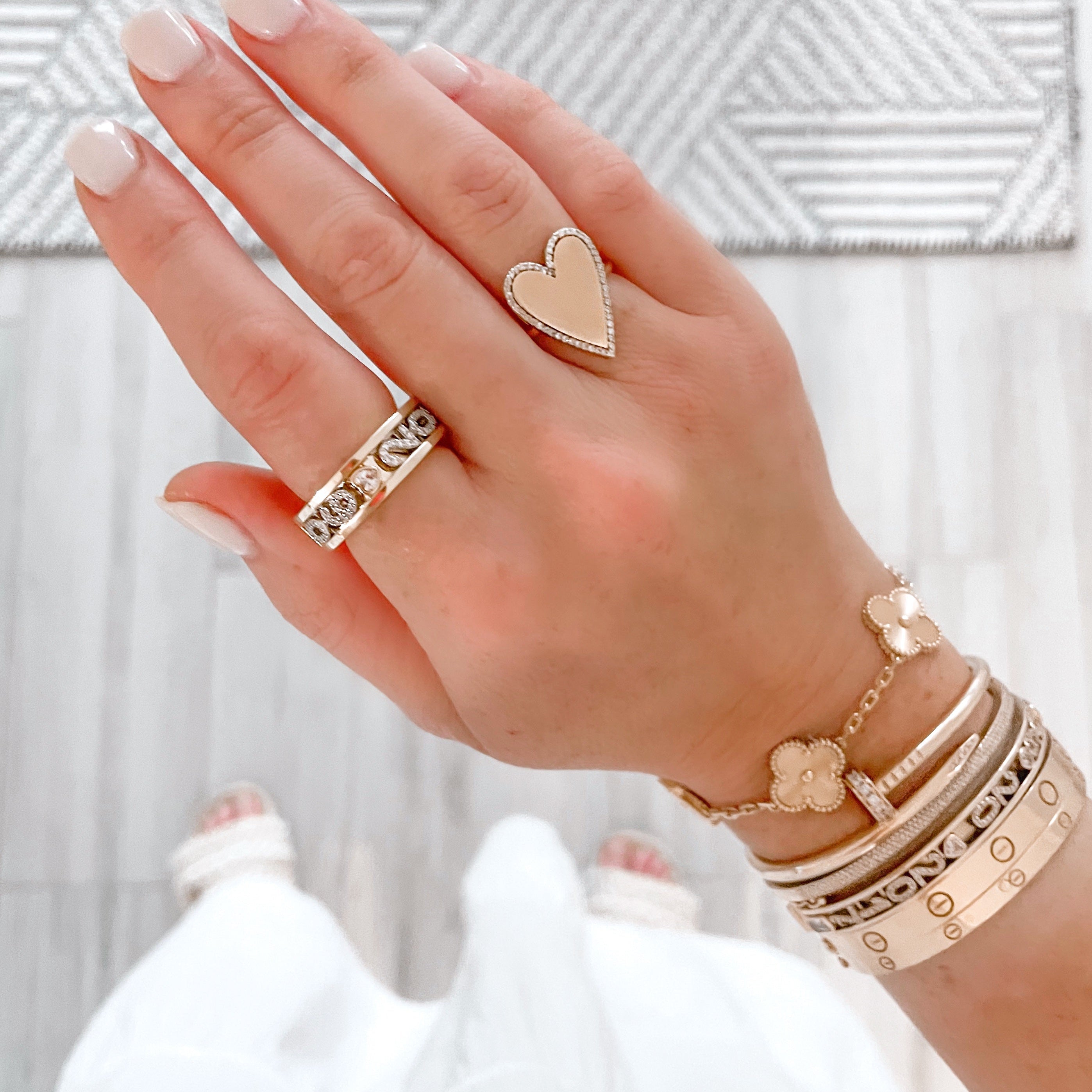 14k Personalized Skinny Charm Ring ™