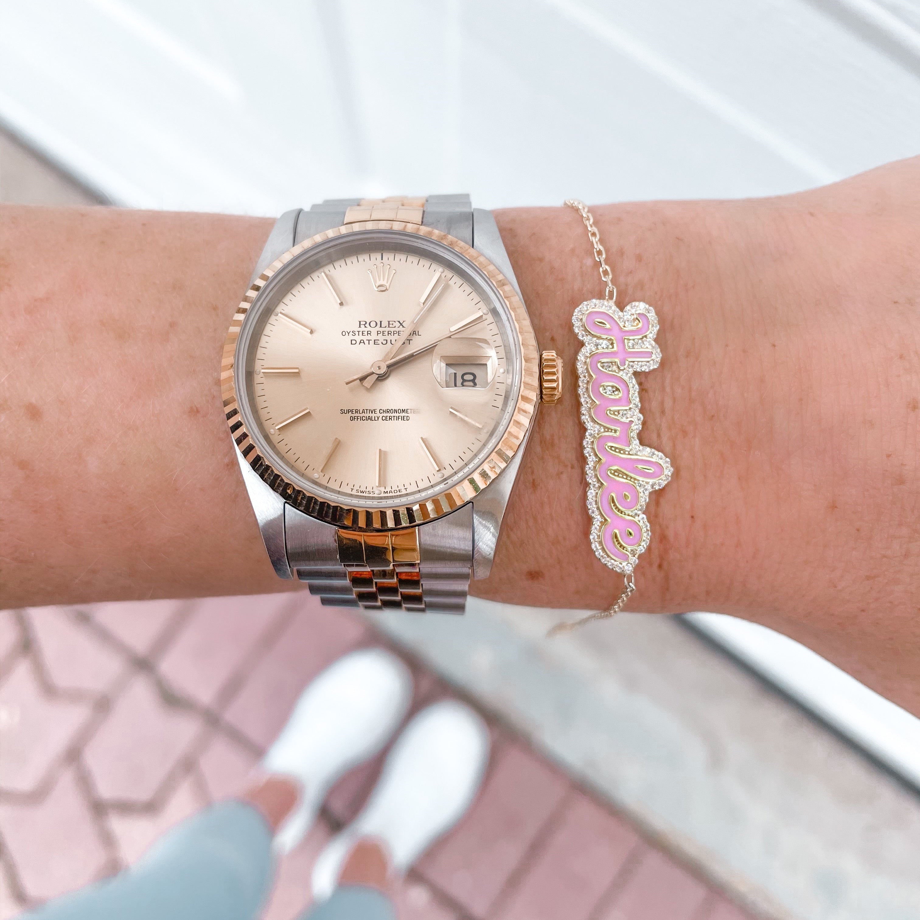 Personalized Pave Outline Enamel Bracelet