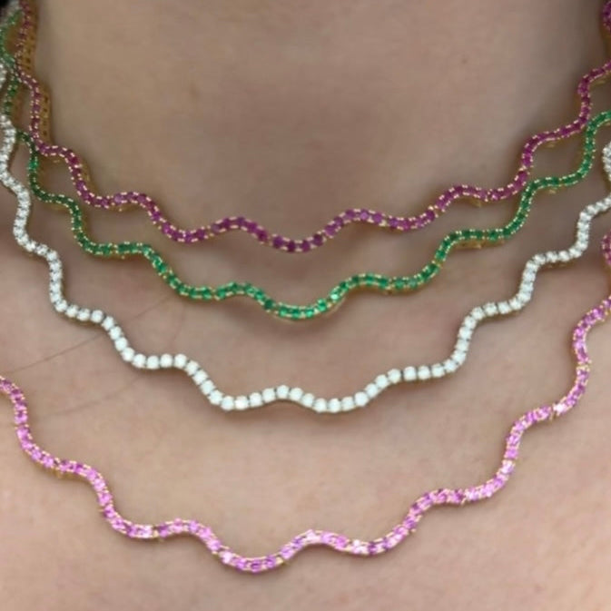 Wavy Tennis Necklace