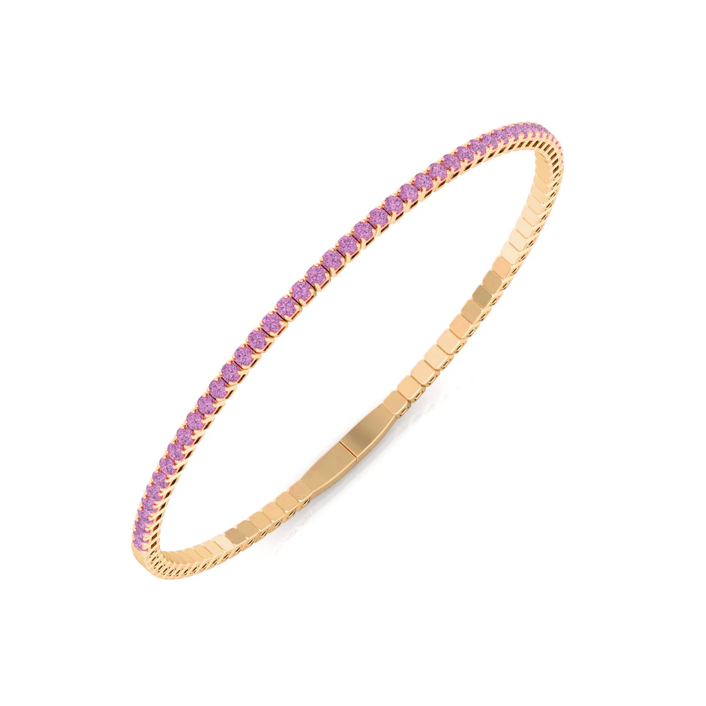 14k Pink Sapphire Flex Tennis Bangle
