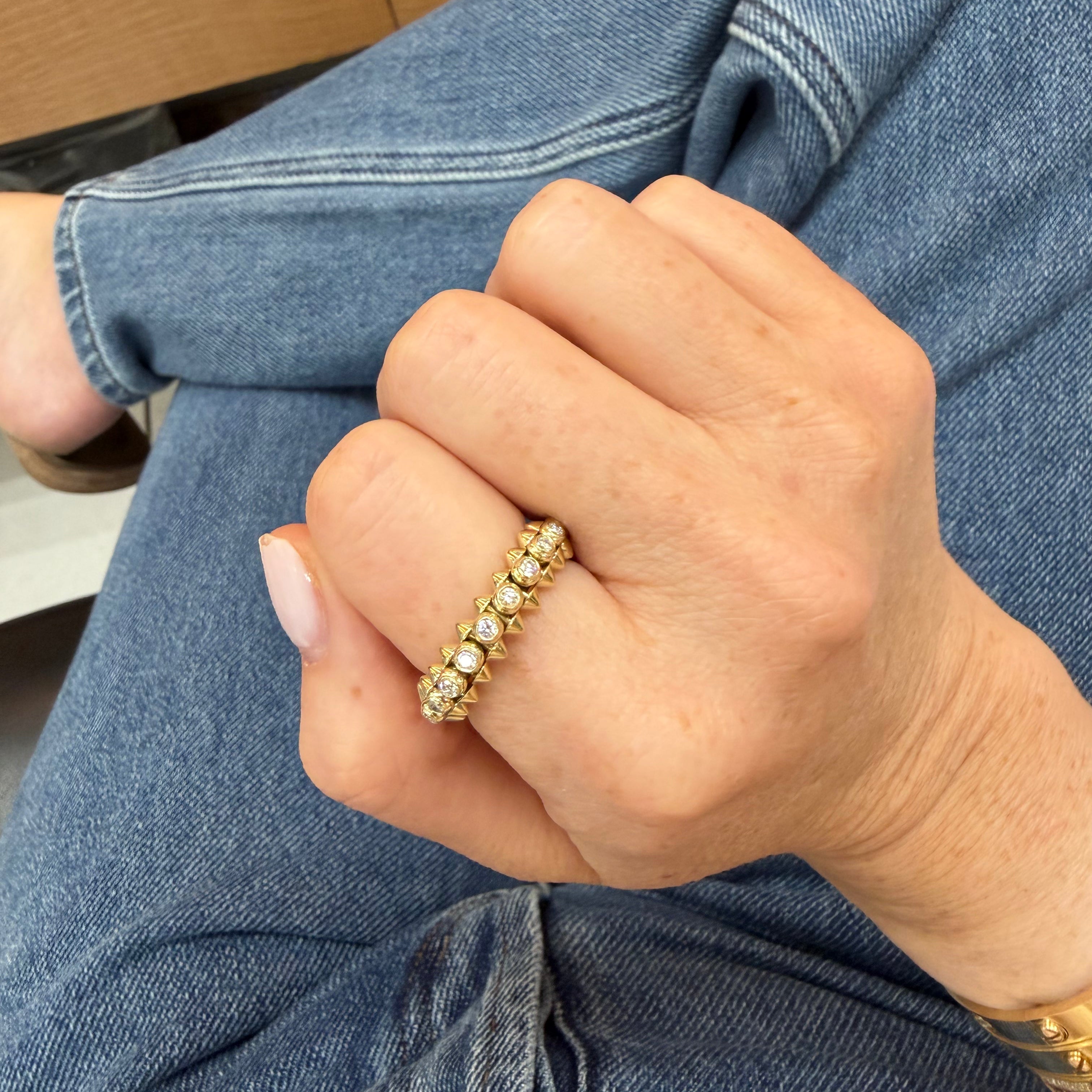 14k Spiked Ring With Diamonds