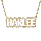 14k Diamond Bubble Cutout Name Nacklace