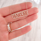 Pave Bubble Cutout Name Necklace