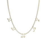 14K Groovy Italic Initial Tennis Necklace