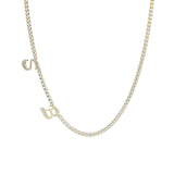 14K Groovy Italic Initial Tennis Necklace