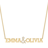 14k Multi Name Necklace With Pave &