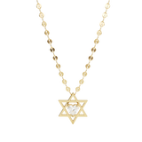 14k Star Of David with Floating Heart Diamond Charm