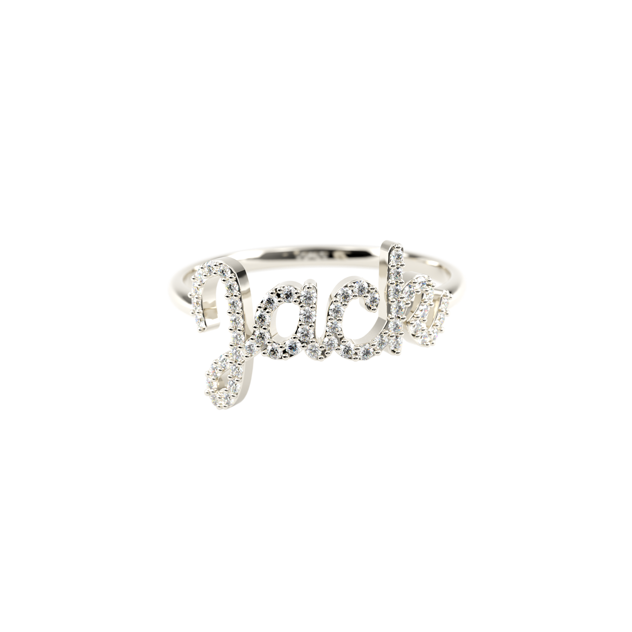 Pave Script Name Ring