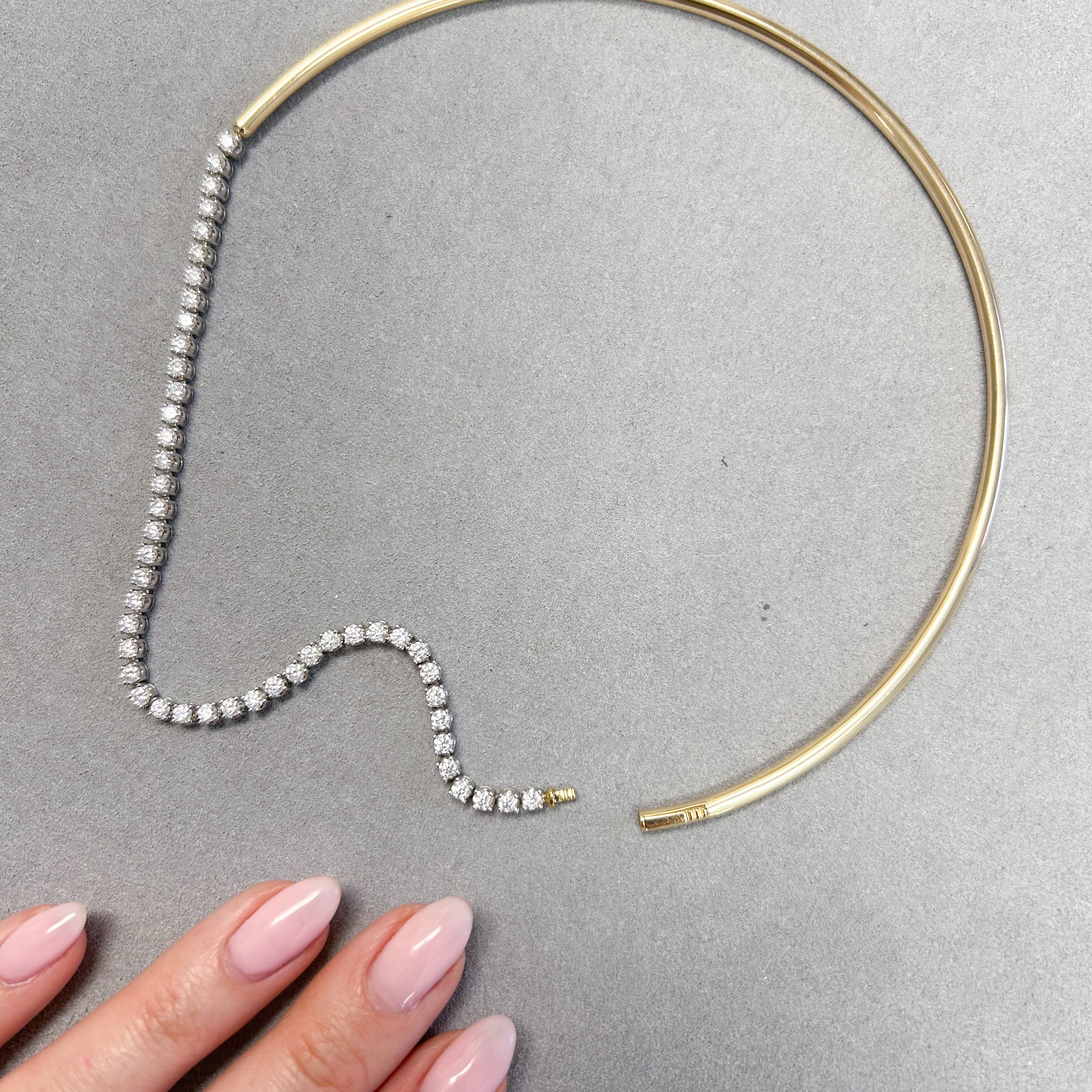 Half Axis Collar Half Tennis Necklace™ *