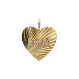 14k Personalized Fluted Heart Charm