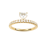 14k Floating Heart On A Pave Band