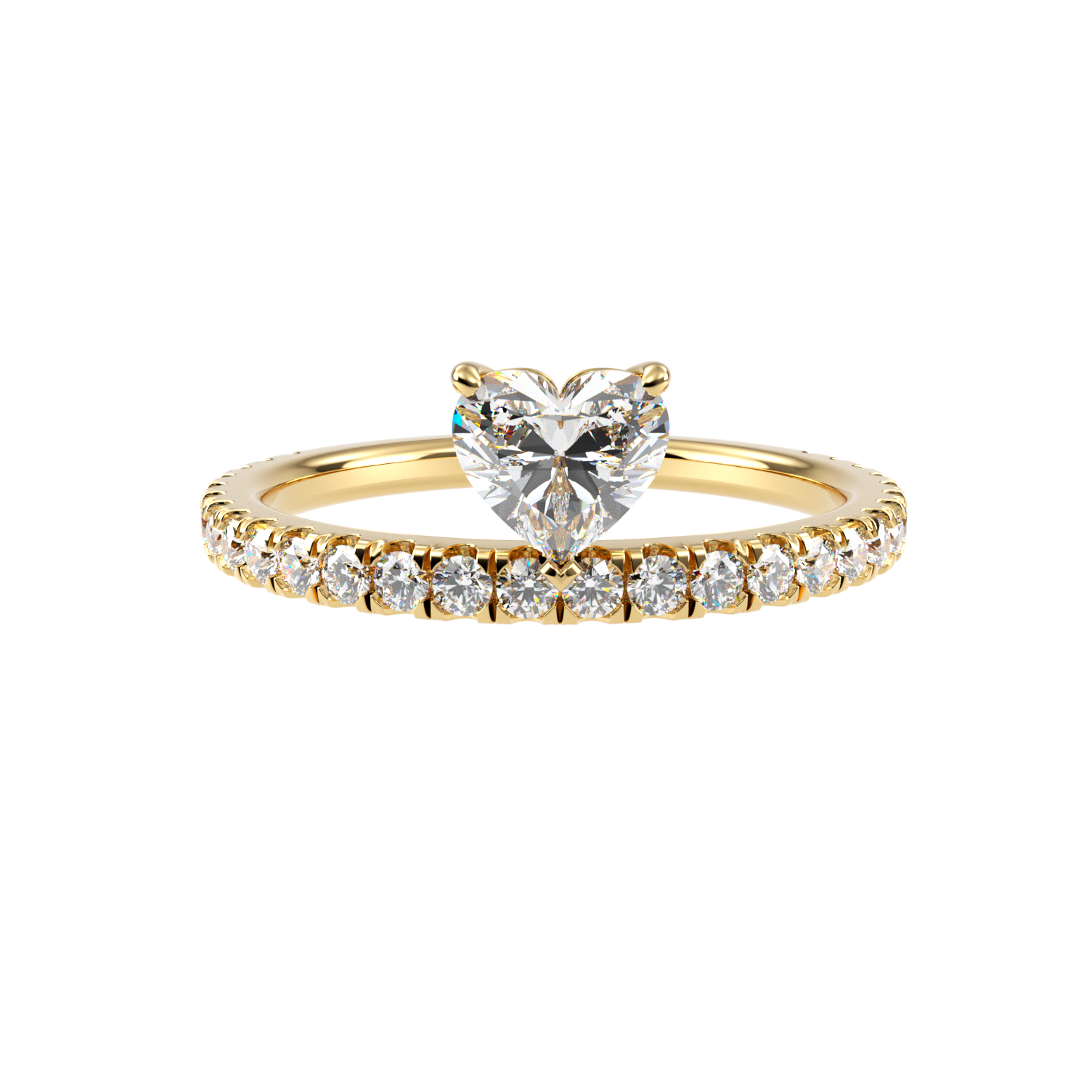 14k Floating Heart On A Pave Band