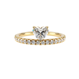14k Floating Heart On A Pave Band