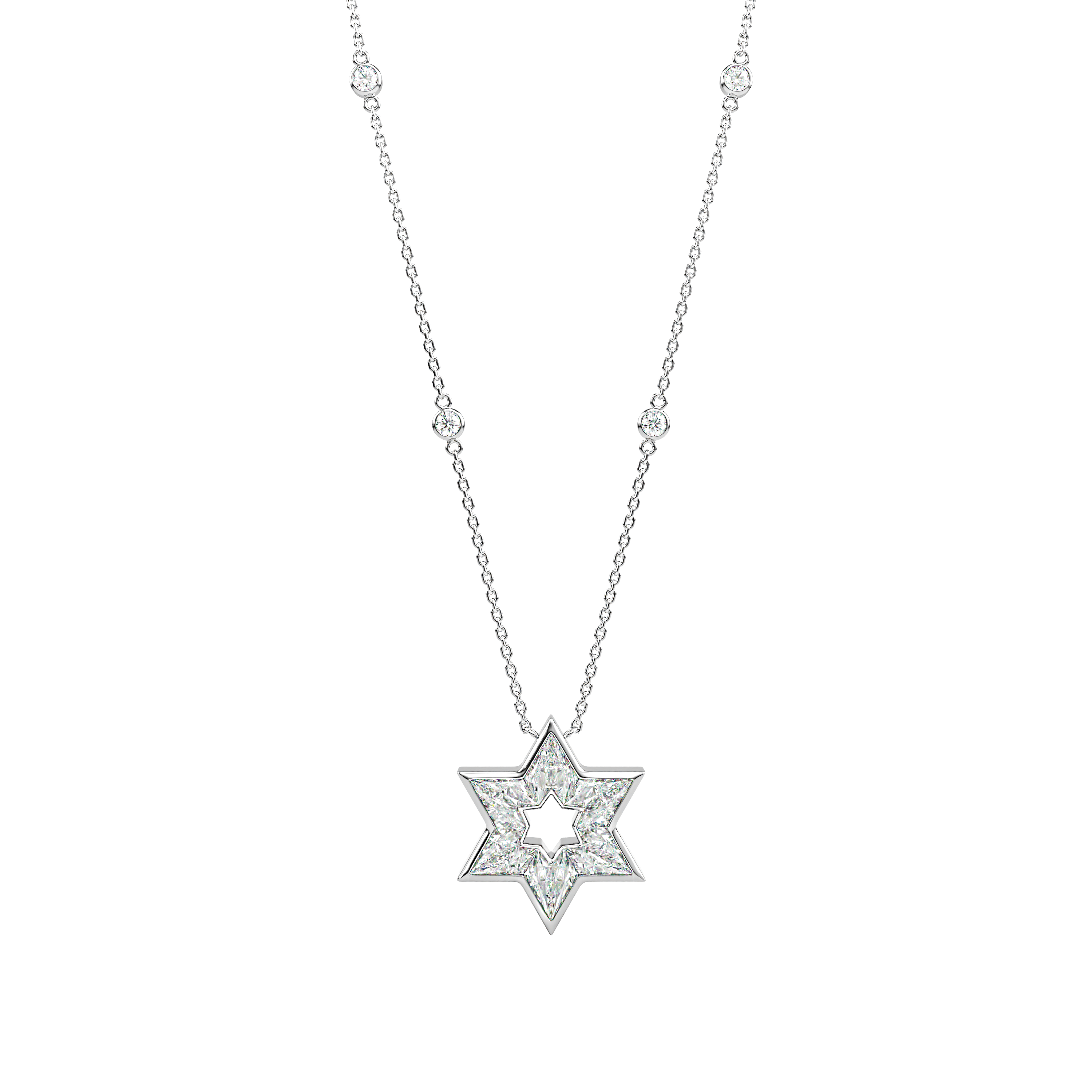 14K Diamond Star Of David with Bezels on the Chain