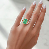 14k Bezel Green Emerald Ring- In Stock