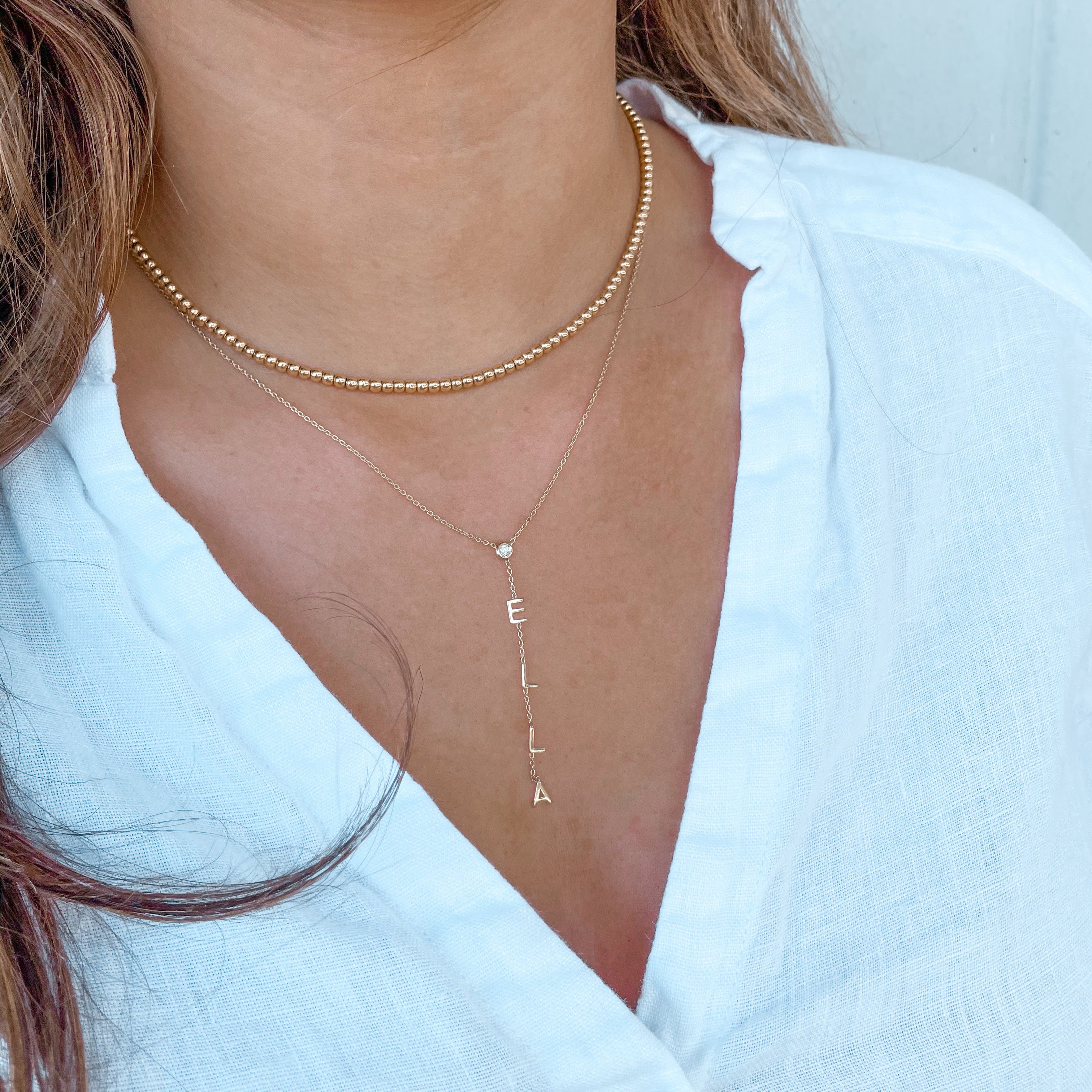 14k Name Lariat Necklace