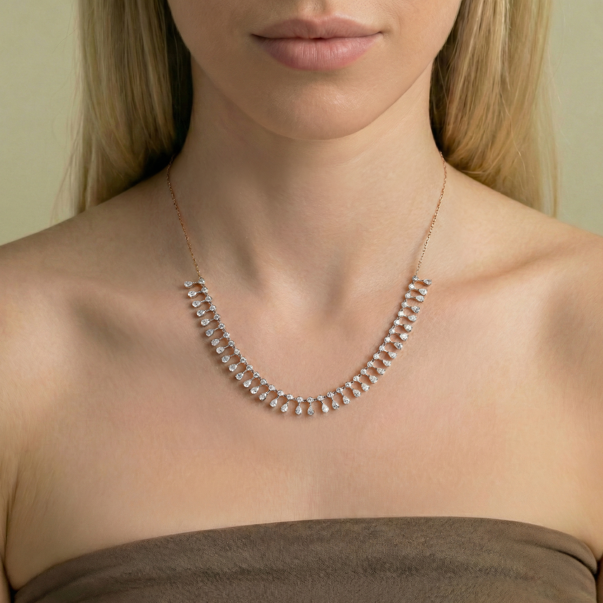 Round Pear Drop Bib Necklace