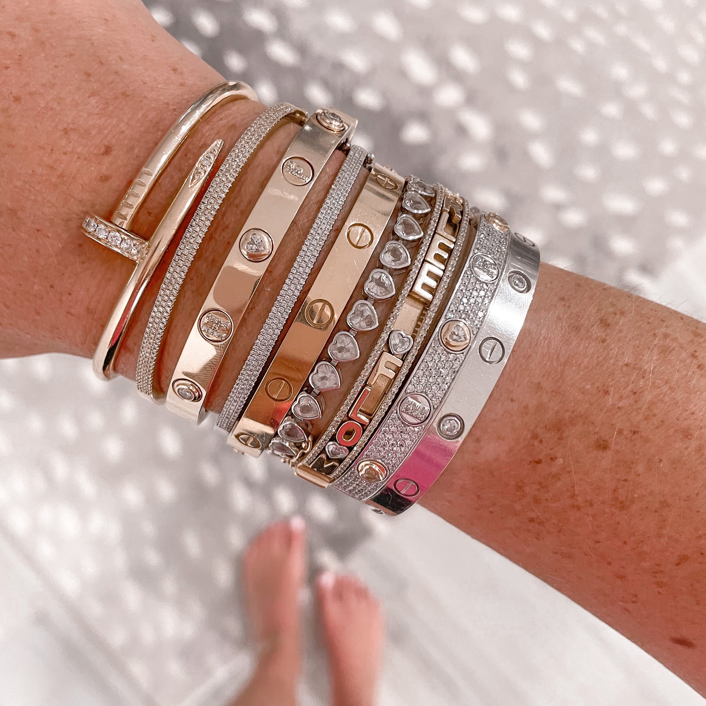 Vertical Bezel Heart Shape Tennis Bracelet