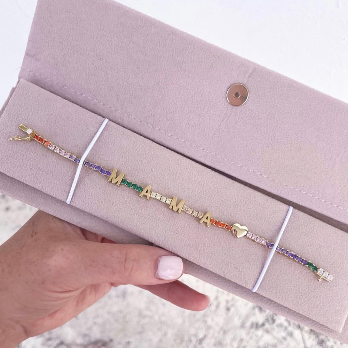 Personalized Rainbow Tennis Bracelet
