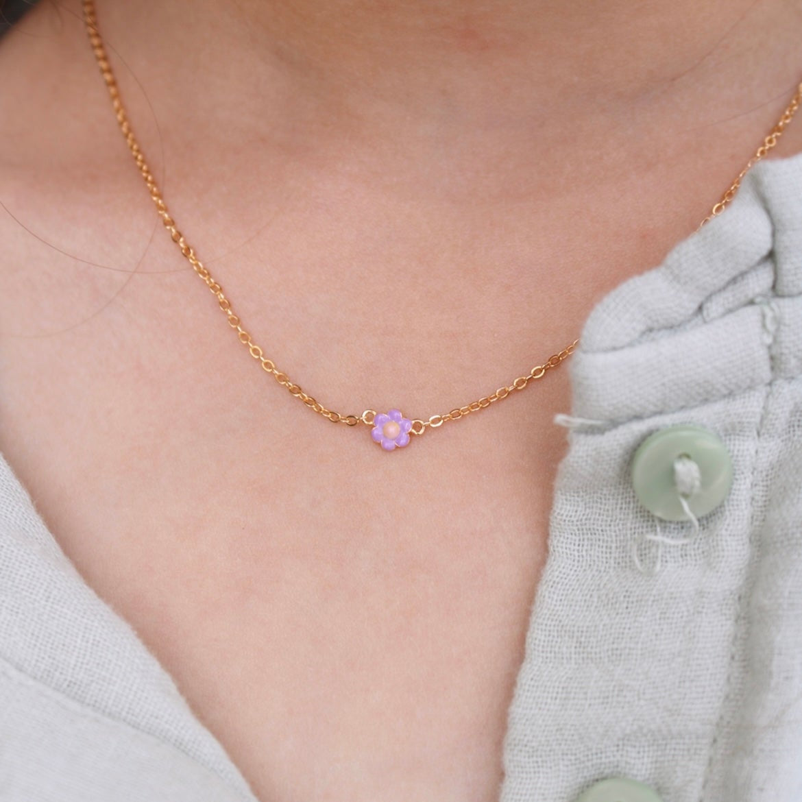 Mini Enamel Flower Necklace