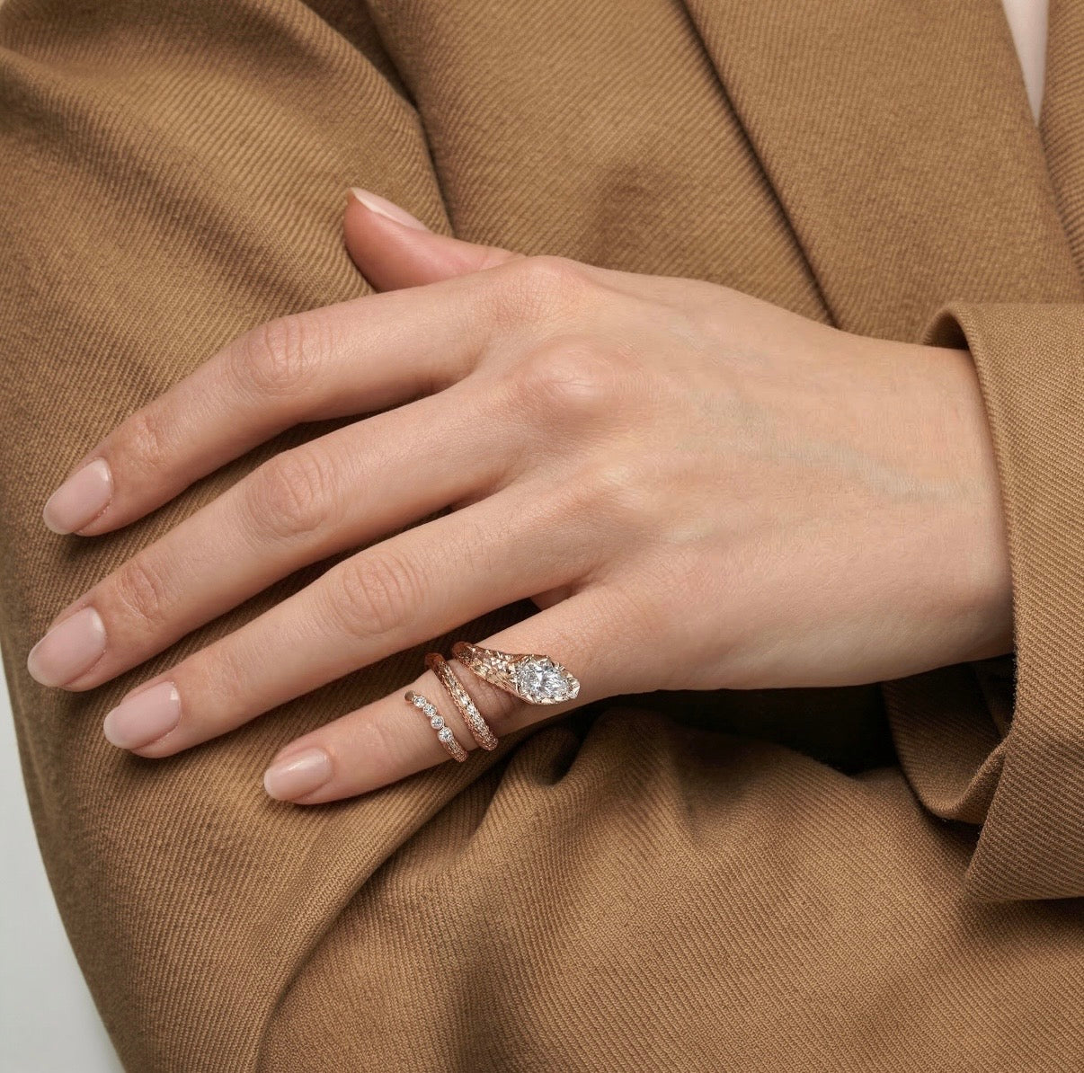 Marquise Wrap Snake Ring
