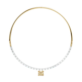 14K Half Axis and Baguette with Radiant Stone Necklace