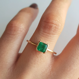 14k Half Bezel Emerald Ring - in stock