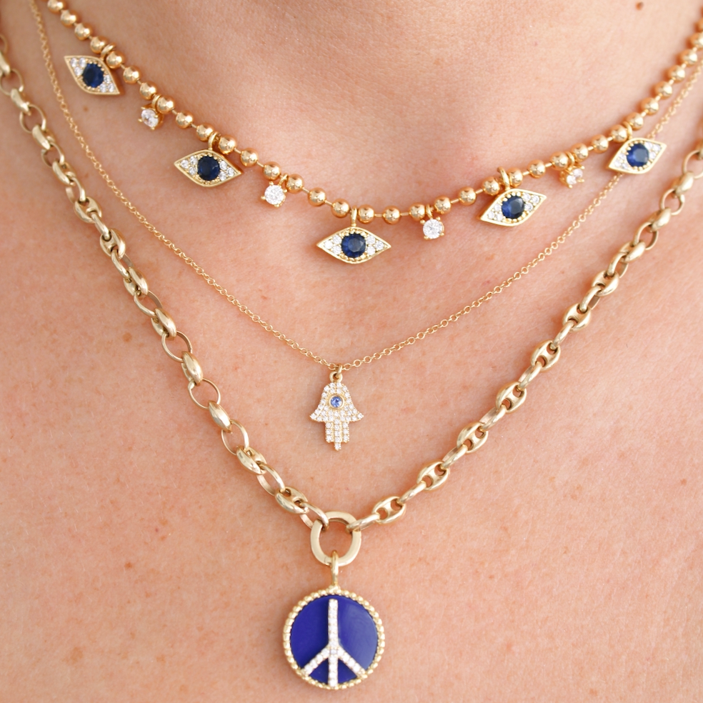 14k Pave Hamsa Necklace