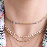 14k Trio Cluster Diamond Necklace On A Thin Chain