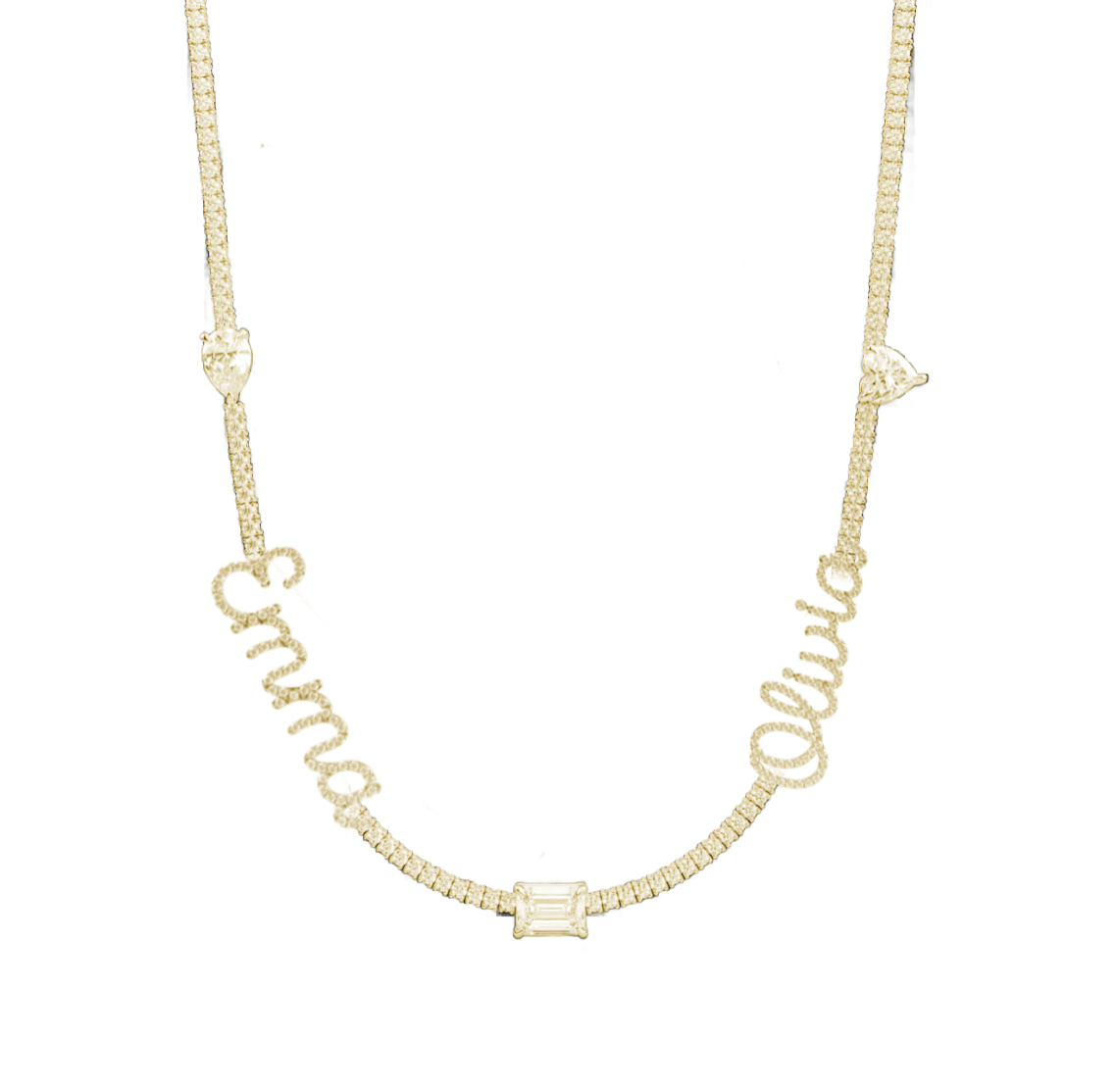 14K Multi Shape Personalized Tennis Necklace