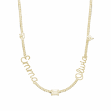 14K Multi Shape Personalized Tennis Necklace