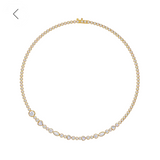 Asymmetrical Multi Shape Bezel Tennis Necklace