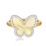 14k Pave Outline Fluted Butterfly Ring