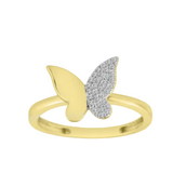 14k Half Pave Half Solid Butterfly Ring