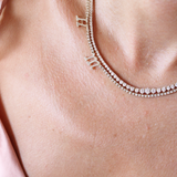 14K Groovy Italic Initial Tennis Necklace