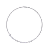 Asymmetrical Multi Shape Bezel Tennis Necklace- in stock