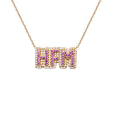 14k Pave Outline Birthstone Necklace
