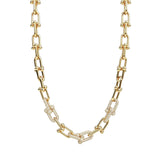 Pave U Shape Link Chain Necklace
